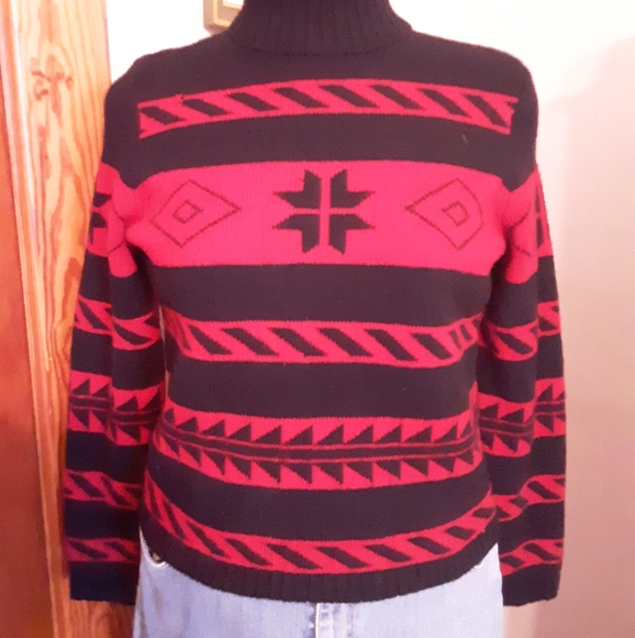 Vintage Lauren Ralph Lauren Black Label Southwestern/Aztec Turtleneck Sweater - Picture 7 of 7